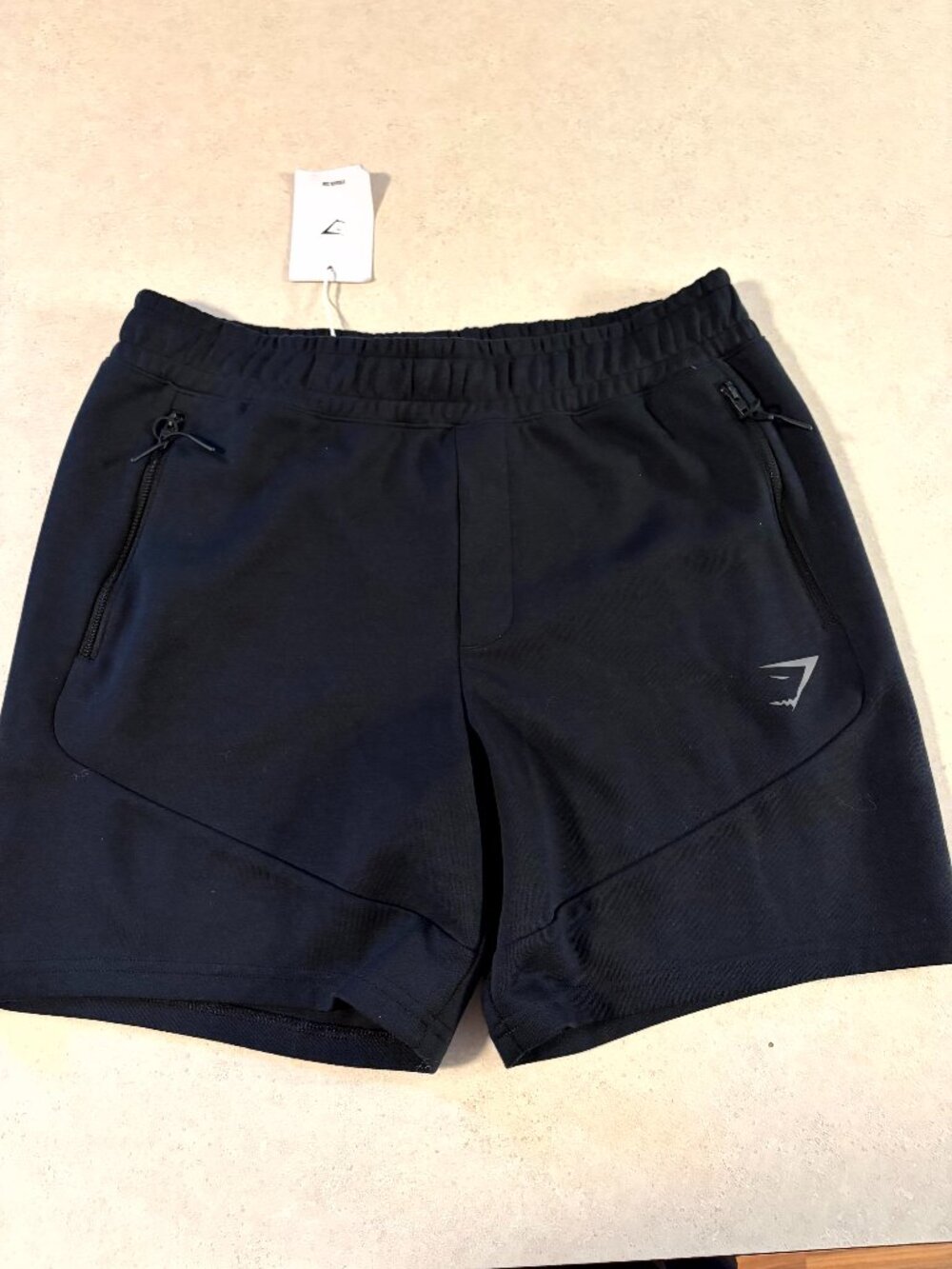 NWT Gymshark Men's Slim Fit Adjustable Interlock Tech 6" Shorts Black Medium